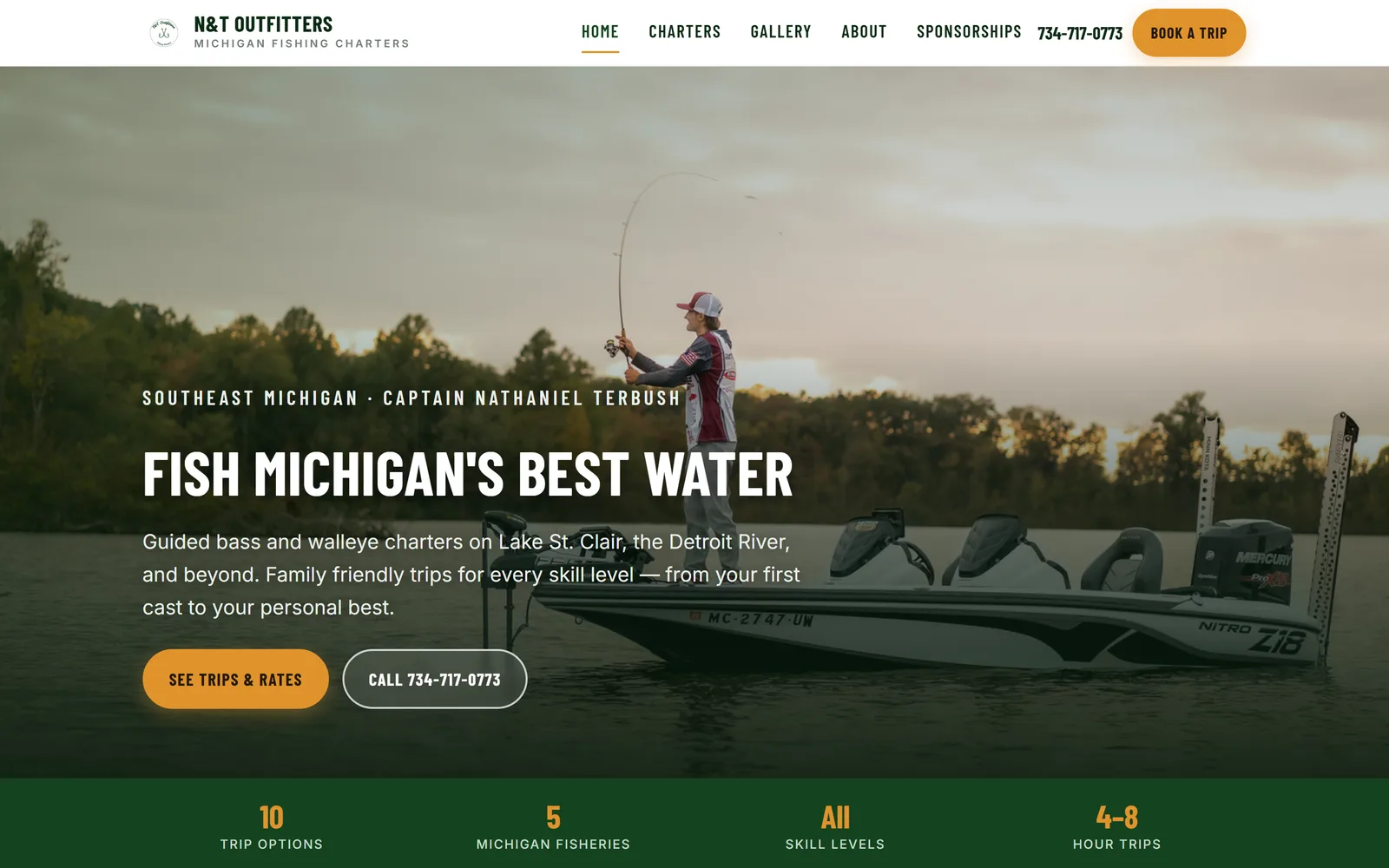 Home page of the N&T Outfitters website